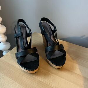 Aldo Black Wedge Sandals